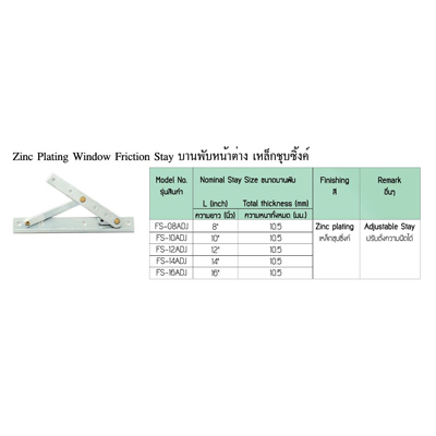 บานพับ หน้าต่าง เหล็กชุบ ชิ้งค์